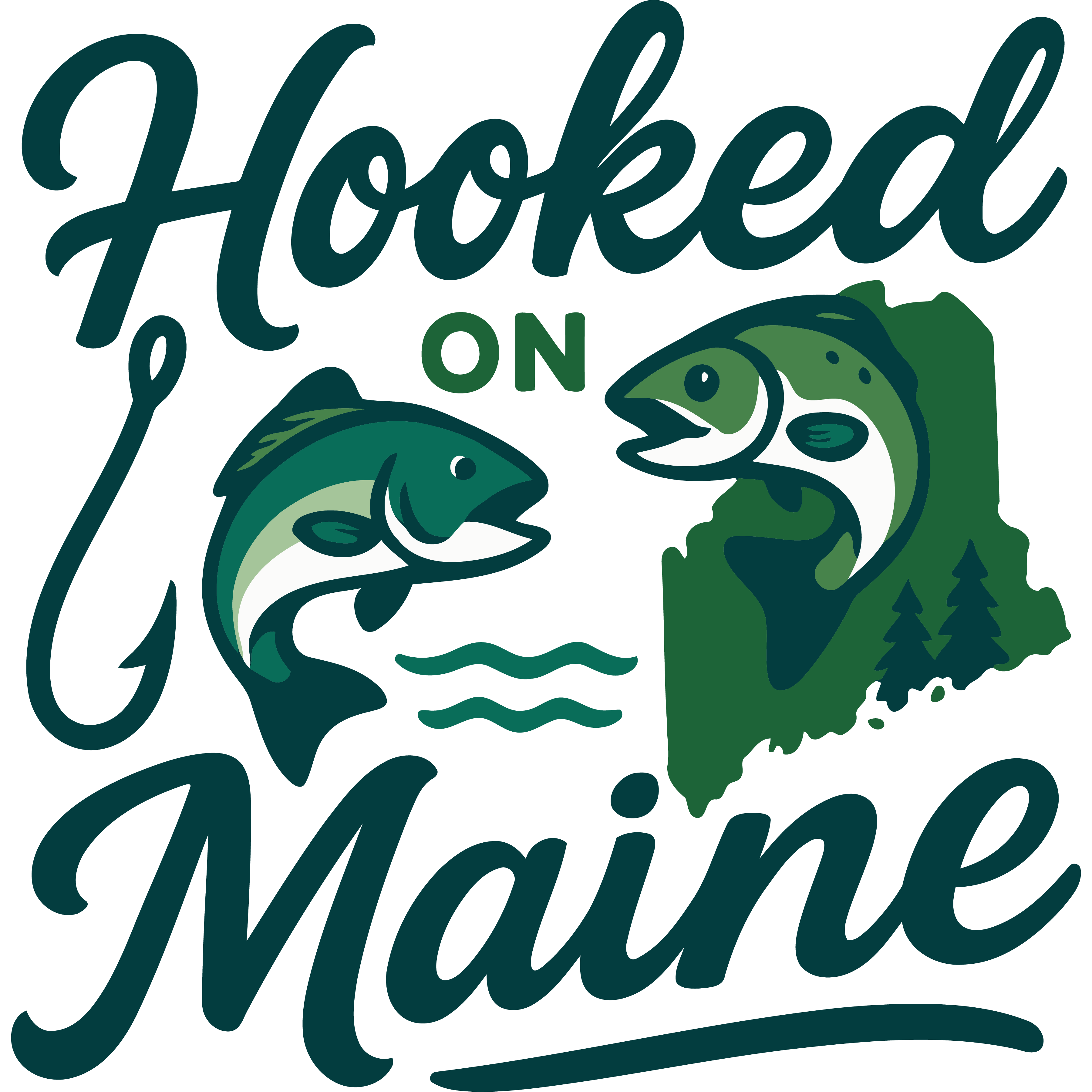 "Hooked on Maine" Sticker