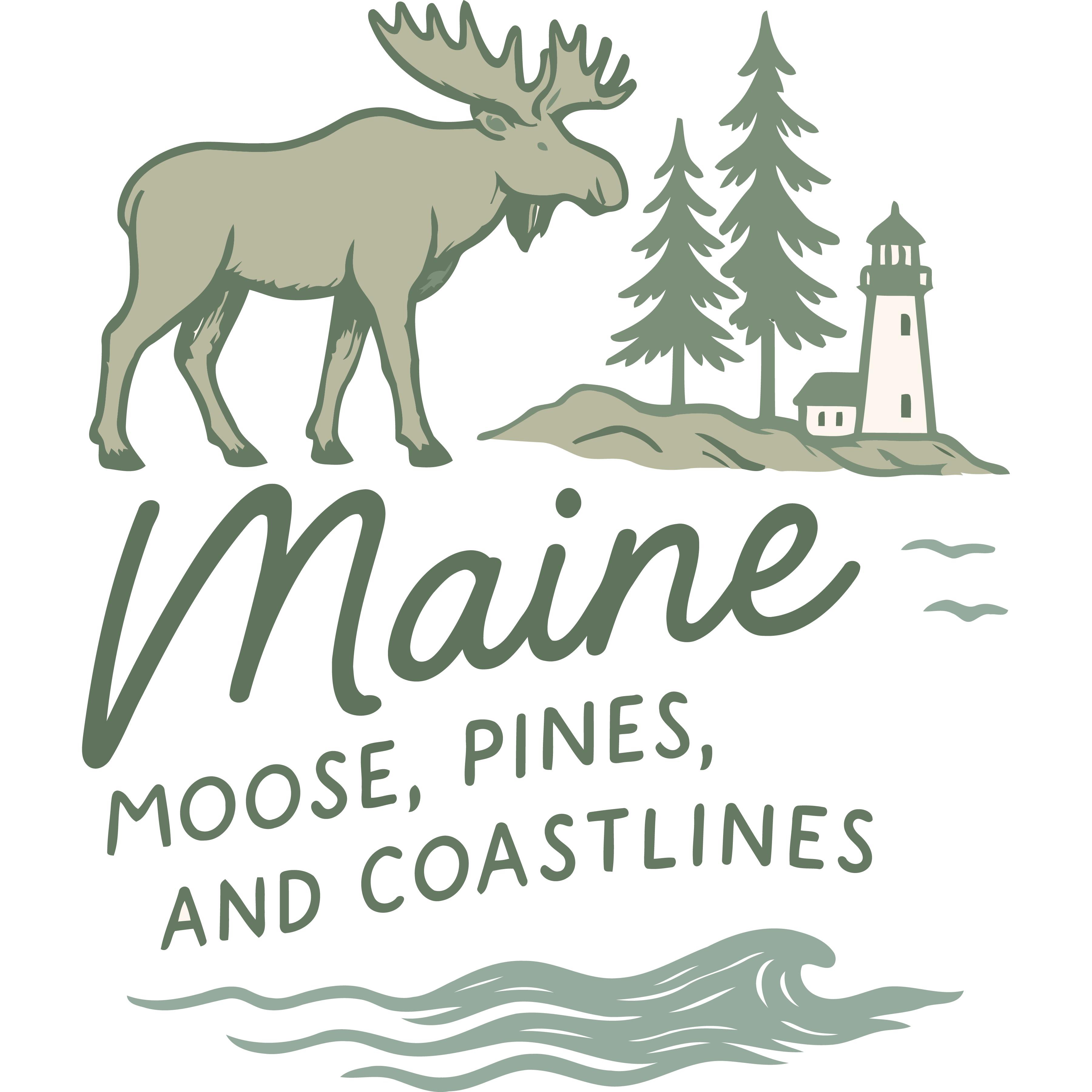 "Maine: Moose, Pines, and Coastlines" Sticker