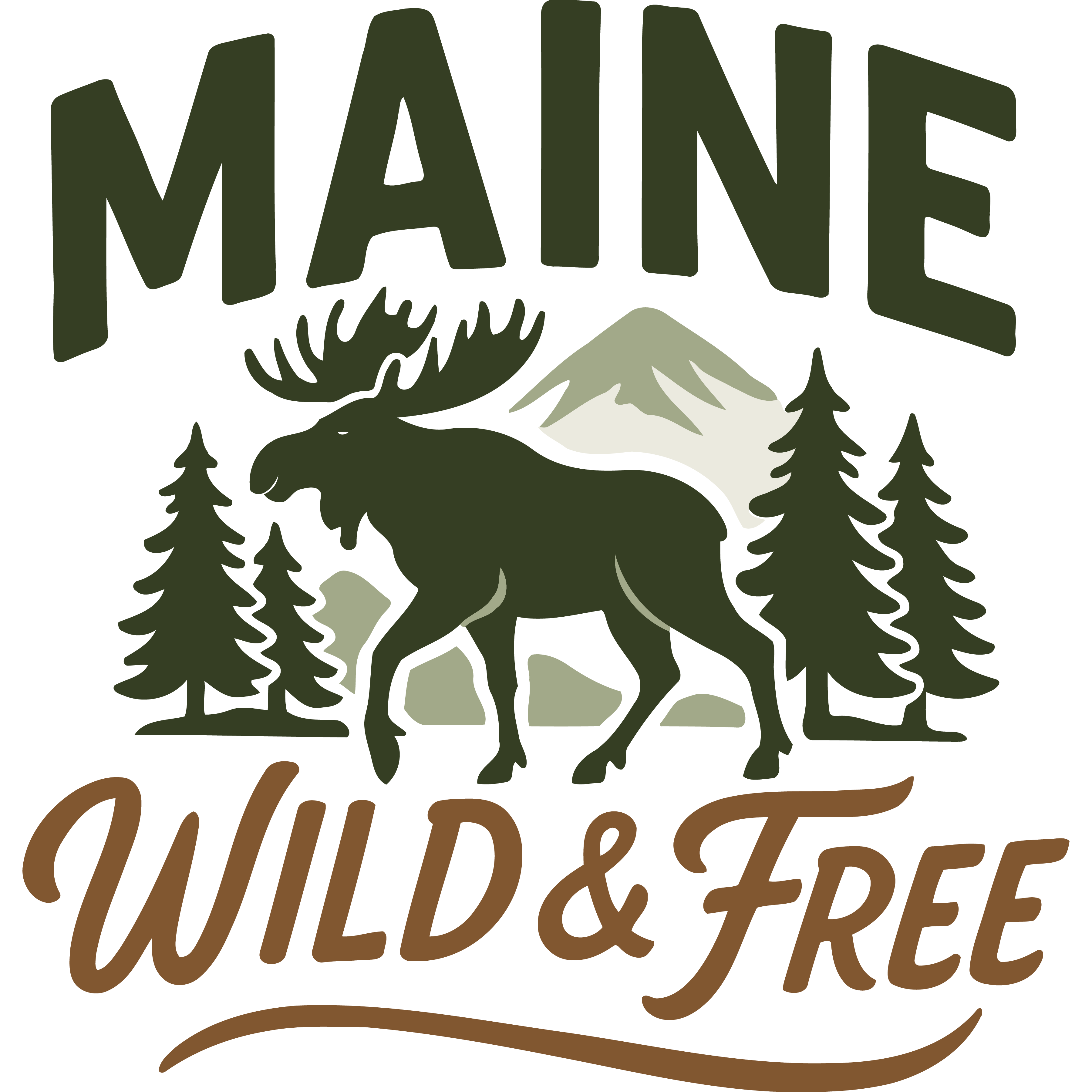 "Maine — Wild & Free" Sticker