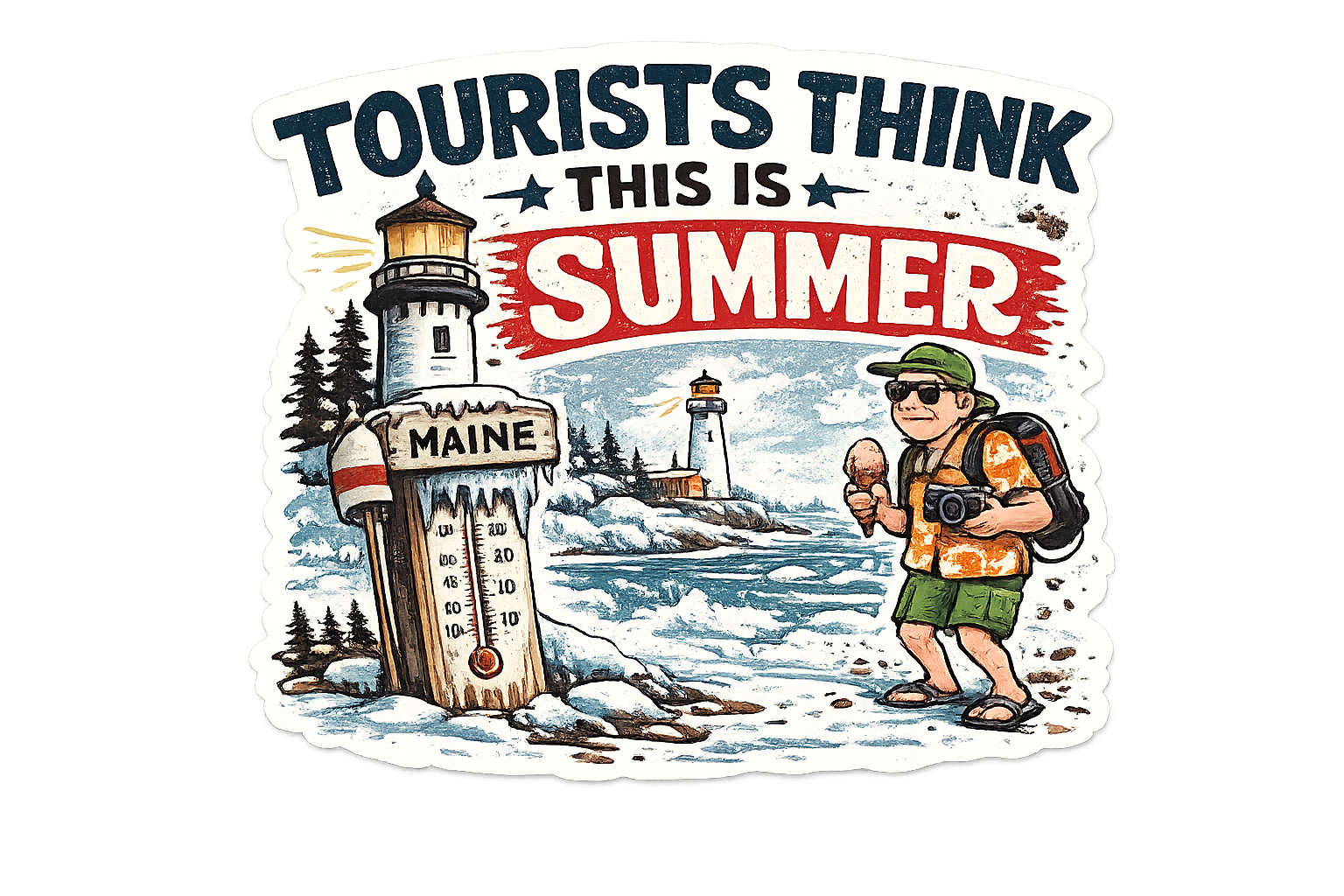"Tourists Think This Is Summer" Sticker